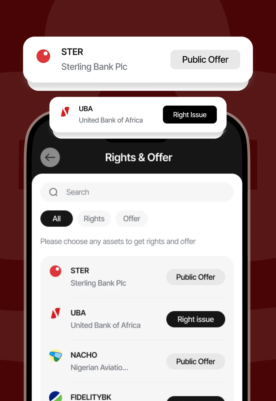 SabiVest rights and offers screen