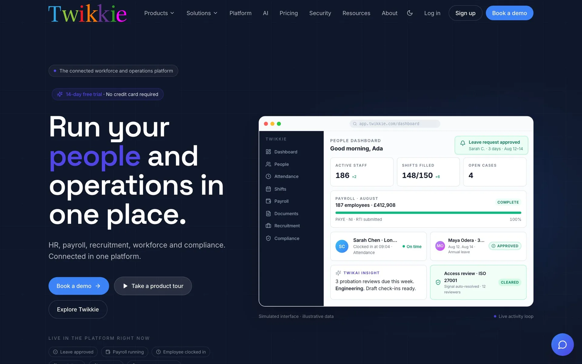 Twikkie home — Run your people and operations in one place